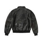 Up In Flames Cow Hide Leather Jacket Black 3