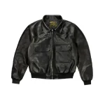 Up In Flames Cow Hide Leather Jacket Black 4