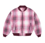 Up In Flames Plaid Padded Bomber RedWhite (1)
