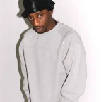 Up In Flames Ribbed Panel Grey Crew Neck (2)