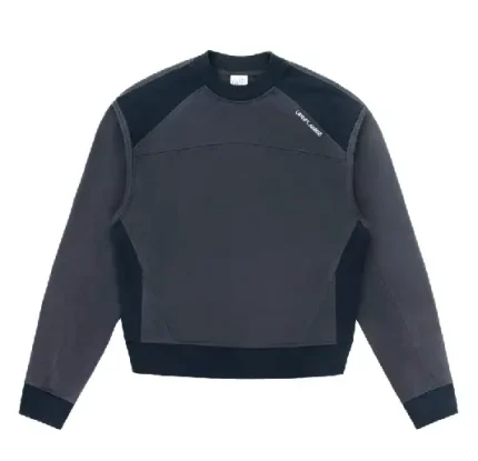 Up In Flames Ribbed Panel Navy Crew Neck (5)