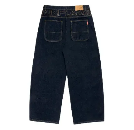 Up In Flames Yoke Logo Indigo Jeans (4)