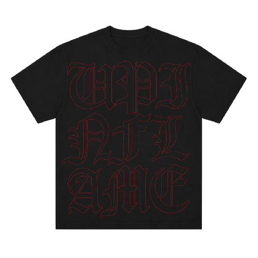Up In Flames Old English Outline T Shirt Black (2) Up In Flames Old English Outline T Shirt Black (2)