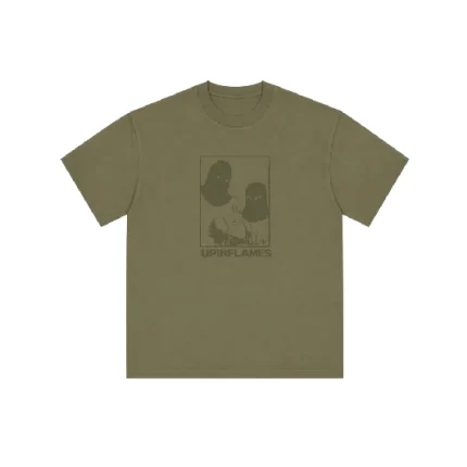 Up In Flames Burglar T Shirt Olive (2)