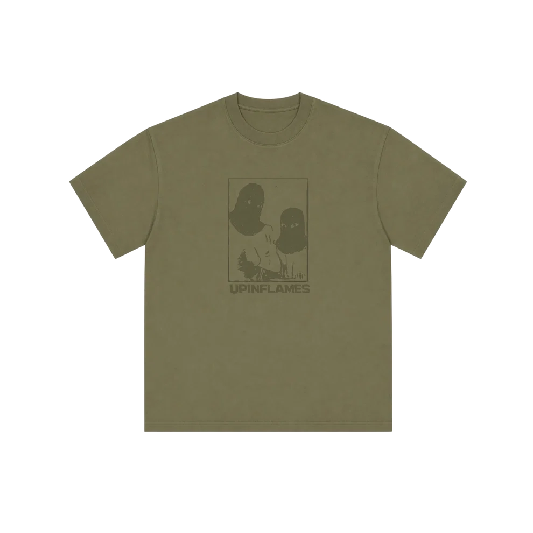 Up In Flames Burglar T Shirt Olive (2) Up In Flames Burglar T Shirt Olive (2)