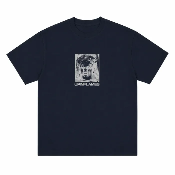 Up In Flames Crying T Shirt Navy 1 Up In Flames Crying T Shirt Navy 1