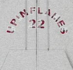 Up In Flames Plaid Appliqué Hoodie Grey (6)