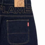 Up In Flames Yoke Logo Jorts Indigo 2