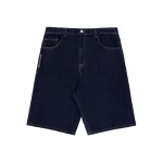 Up In Flames Yoke Logo Jorts Indigo 3