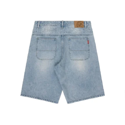 Up In Flames Yoke Logo Jorts Light Wash (4)