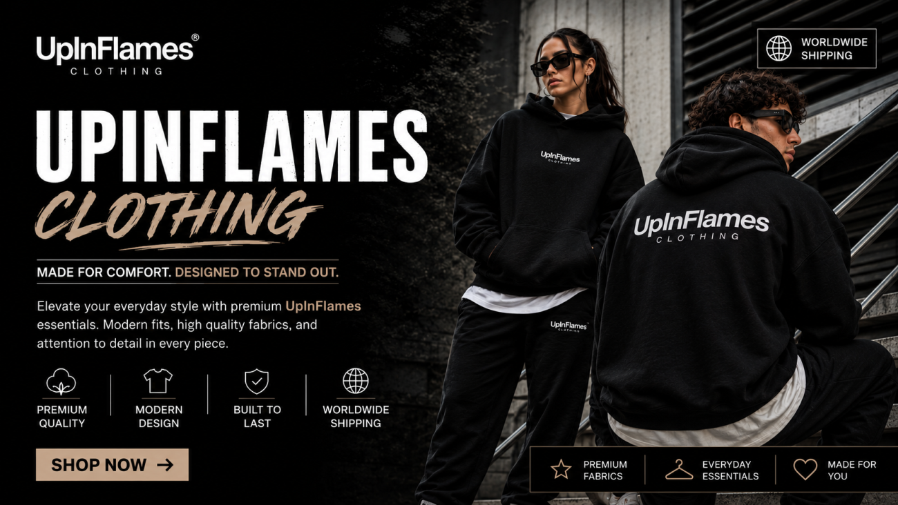 upinflames clothing banner